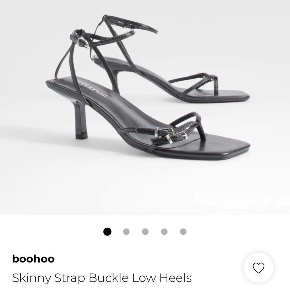 Boohoo Black Strappy Buckle Heels
